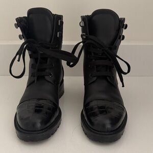 Christian Louboutin Mayr Black Lace-Up Combat Boots